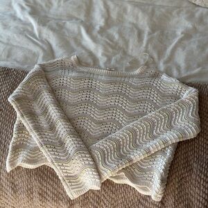 Sincerely Jules Cream and Tan Wave Knit Sweater